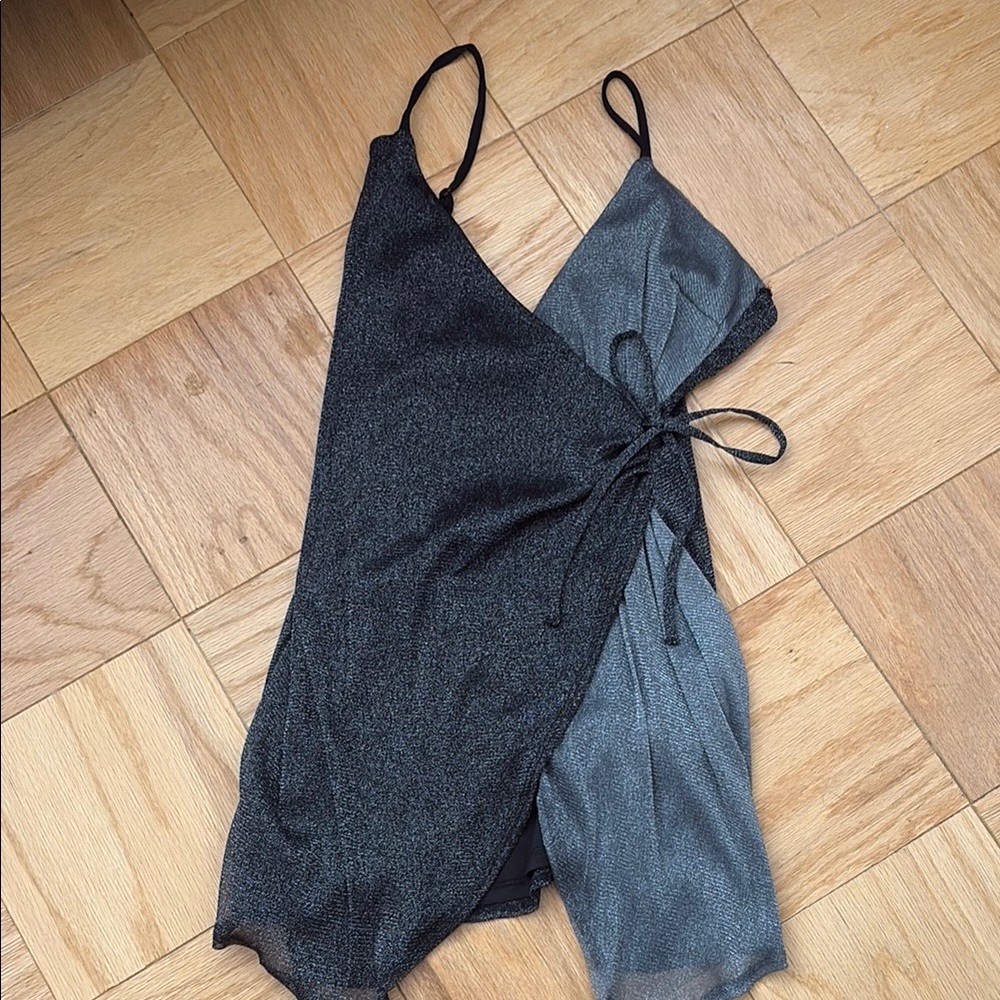 Missguided Blue Asymmetrical Wrap Dress